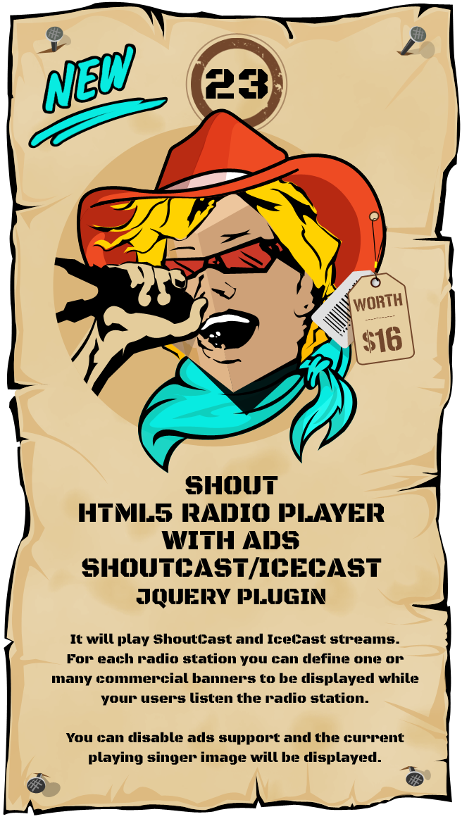 SHOUT HTML5 Radio Player With Ads - ShoutCast and IceCast Support - jQuery Plugin