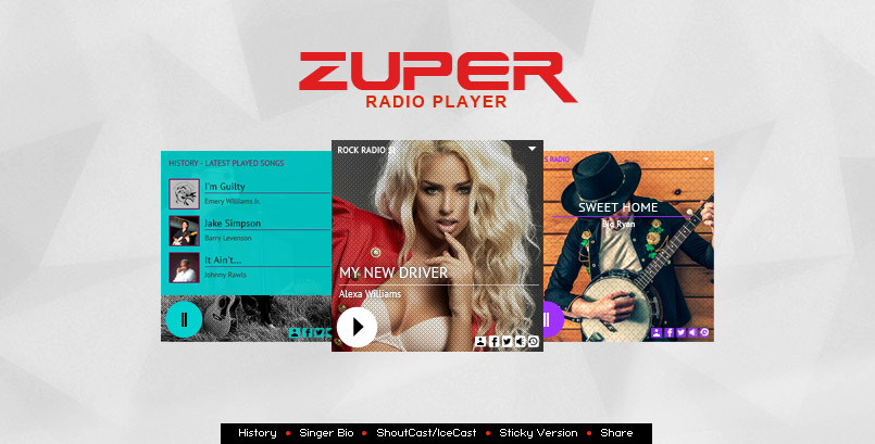 ZUPER RADIO - Shoutcast Icecast Radio Player With History - WP Plugin