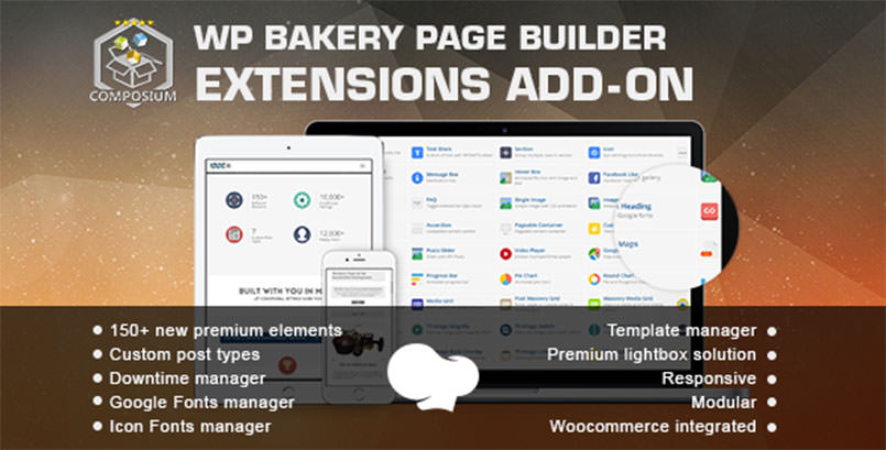 Addons extension. Wp Bakery Builder. Premium elements.