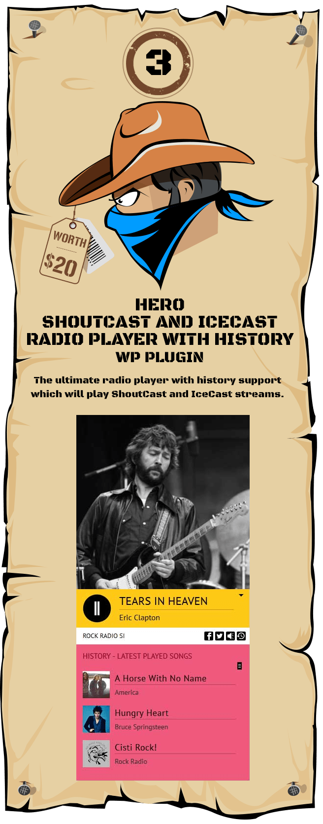 Hero - Shoutcast and Icecast Radio Player With History - WordPress Plugin